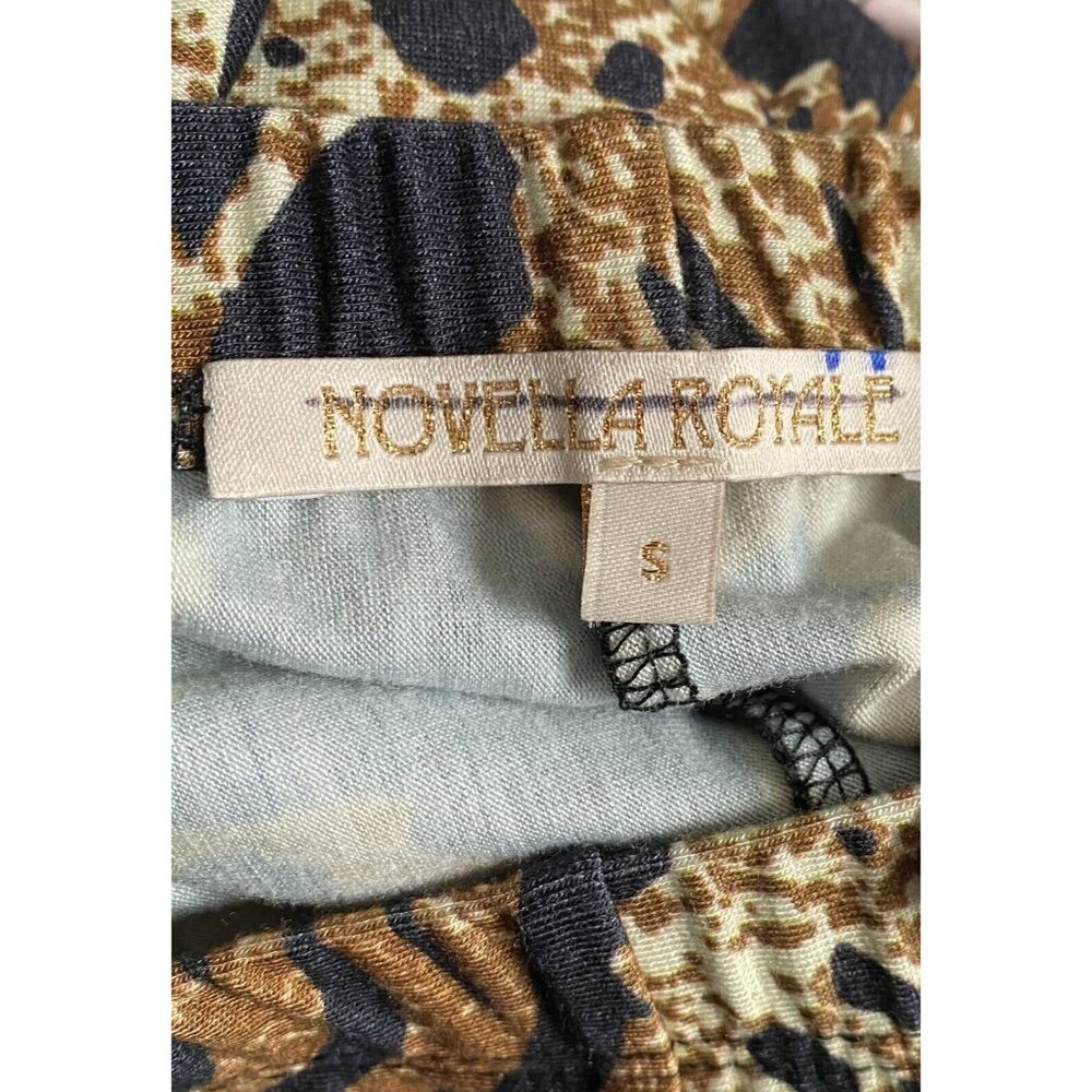 Novella Royal Janis Bell L1eopard Print Flared Women's Pants, Size S - Picture 3 of 6